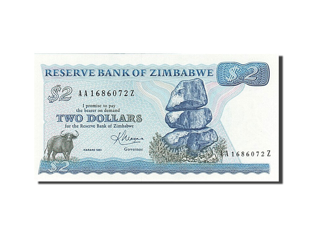 Geldschein, Simbabwe, 2 Dollars, 1983, UNZ