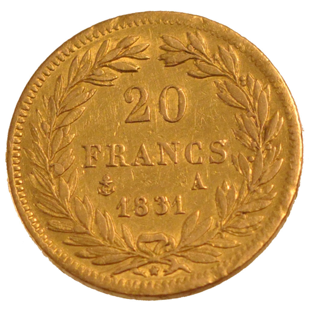 FRANCE, Louis-Philippe, 20 Francs, 1831, Paris, KM #746.1, EF(40-45), Gold,...