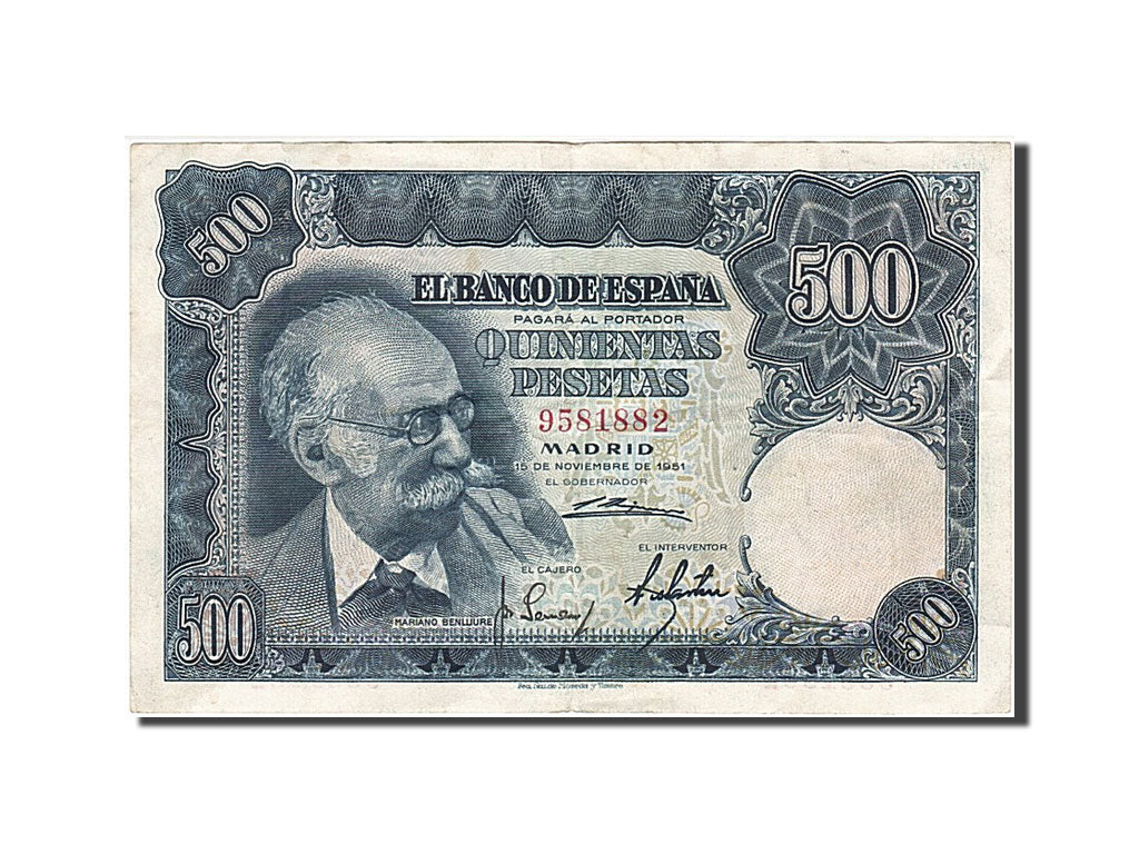 Spain, 500 Pesetas, 1951, KM #142a, 1951-11-15, EF(40-45), 9581882