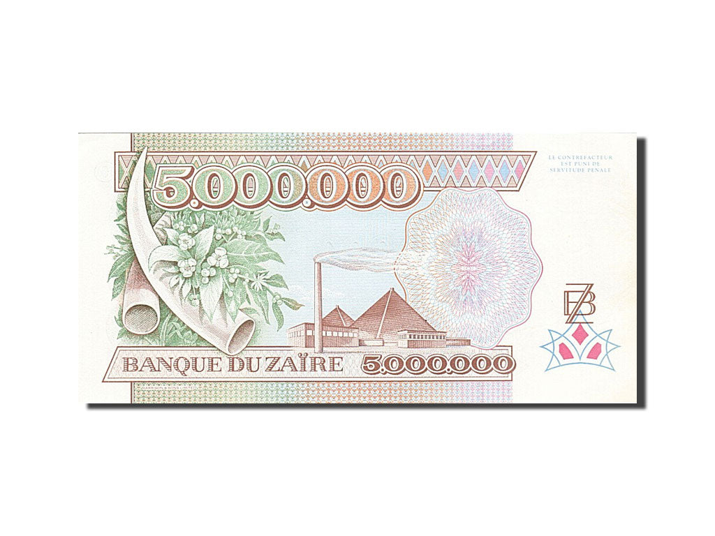 Geldschein, Zaire, 5,000,000 Zaïres, 1992, 1992-10-01, UNZ-