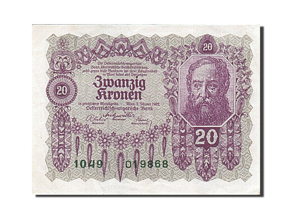 Banknote, Austria, 20 Kronen, 1922, 1922-01-02, AU(55-58)