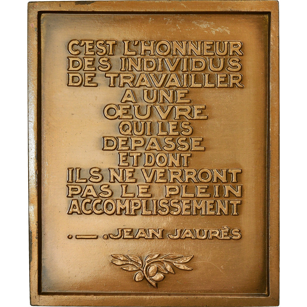 France, Medal, Jean Jaurès, Politics, Society, War, 1968, Crouzat, AU(55-58)