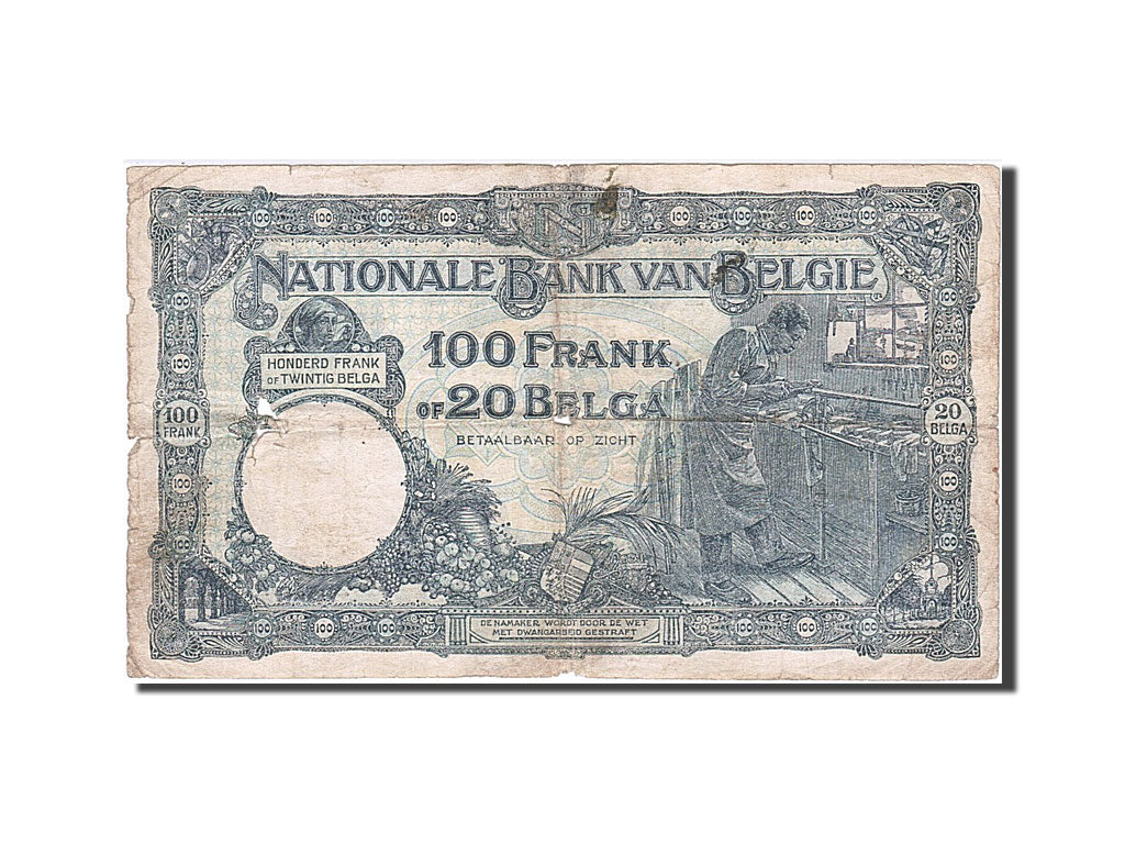 Banknote, Belgium, 100 Francs-20 Belgas, 1927, F(12-15)