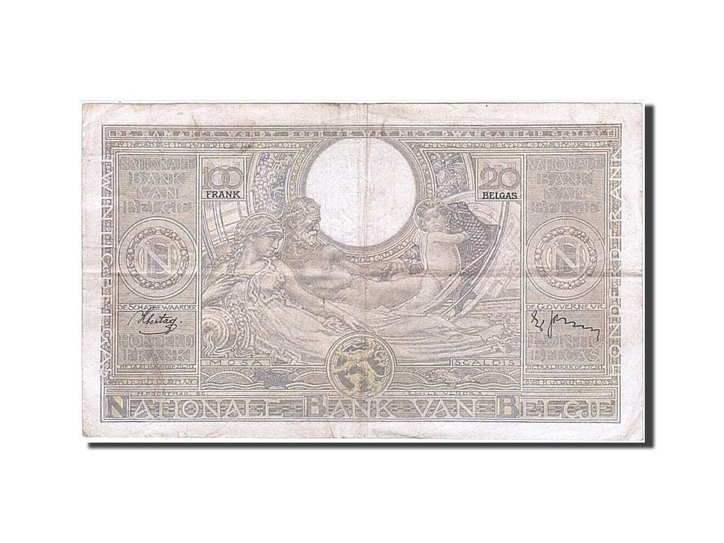 Banconote, Belgio, 100 Francs-20 Belgas, 1933, BB+