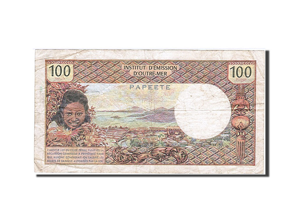 Tahiti, 100 Francs, 1973, KM #24b, EF(40-45), 94812