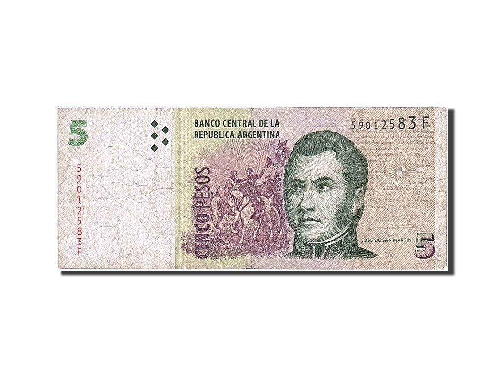 Argentina, 5 Pesos, 1998, KM #347, VG(8-10), 59012583 F