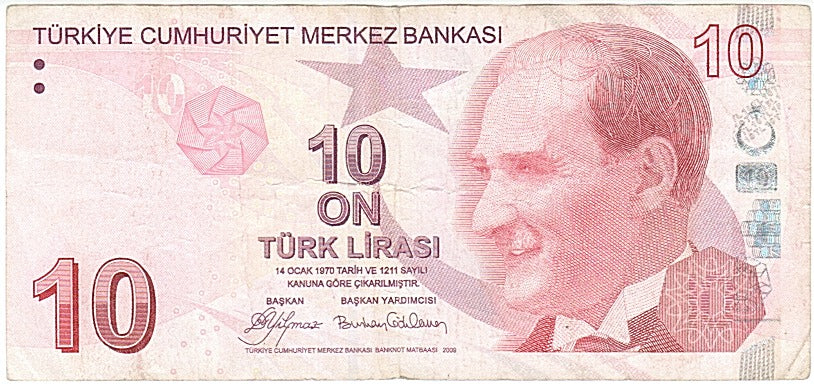 Turkey, 10 Lira, 2009, KM #223, VG(8-10), A618 113122