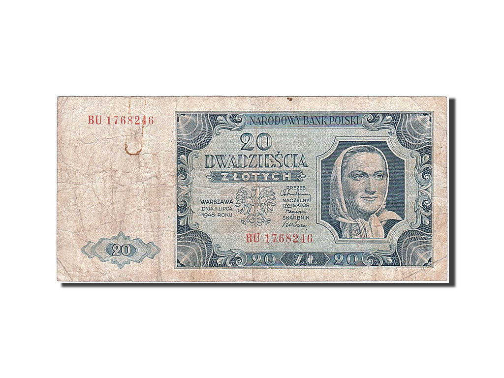 Poland, 20 Zlotych, 1948, KM #137, 1948-07-01, VG(8-10), BU 1768246