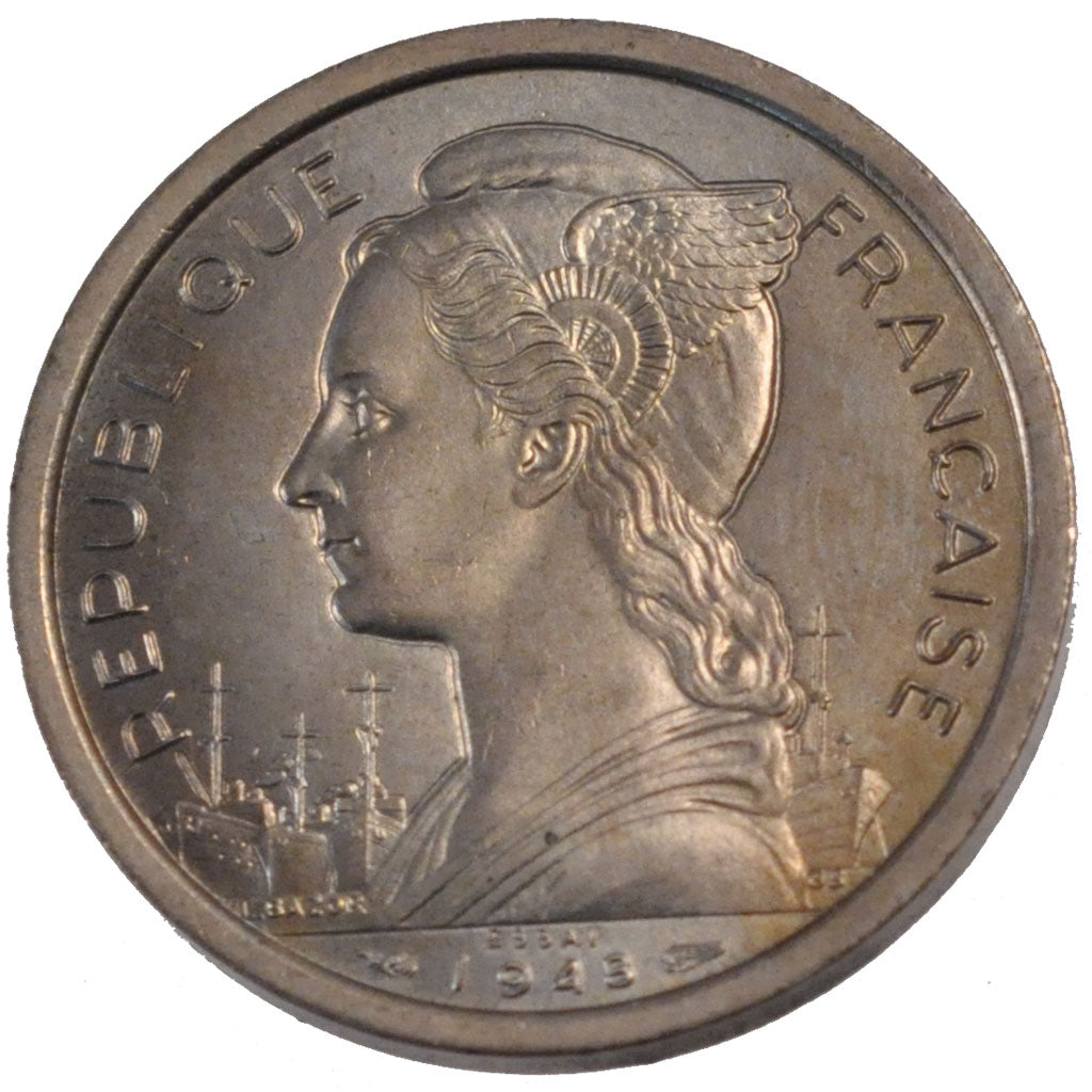 Réunion, 2 Francs, 1948, FDC, Rame-nichel, Lecompte:61
