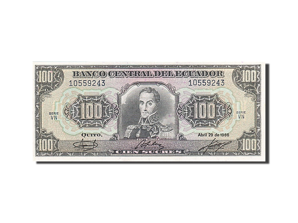 Ecuador, 100 Sucres, 1986, KM #123, 1986-04-29, UNC(65-70), 10559243