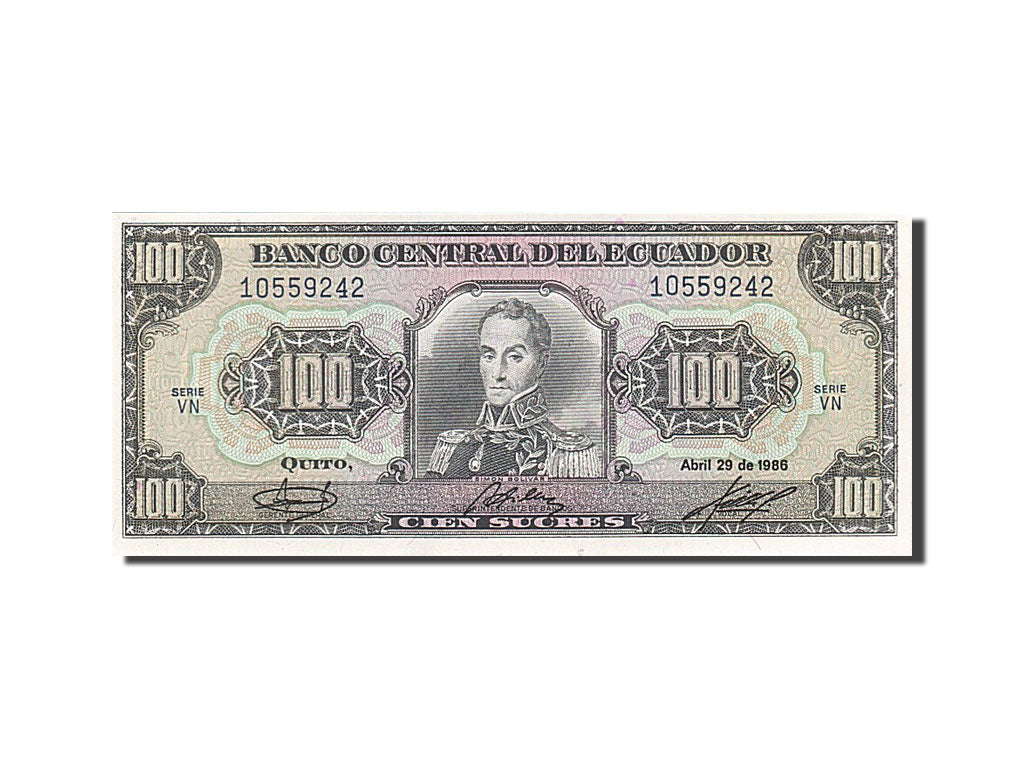 Ecuador, 100 Sucres, 1986, KM #123, 1986-04-29, UNC(65-70), 10559242