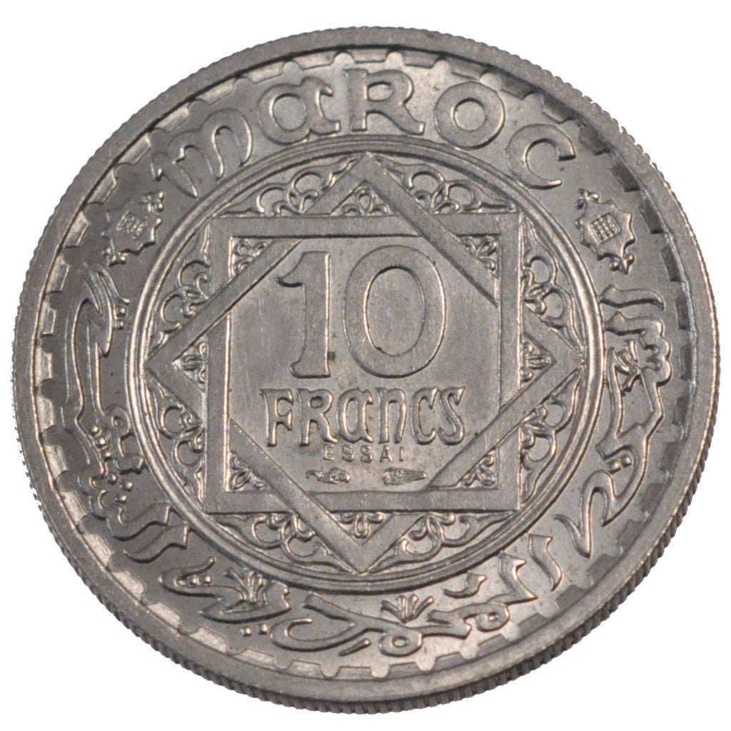 Coin, Morocco, 10 Francs, 1947, Paris, MS(65-70), Copper-nickel, Lecompte:258