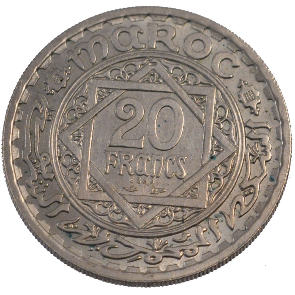 Coin, Morocco, 20 Francs, 1947, Paris, MS(60-62), Copper-nickel, Lecompte:273