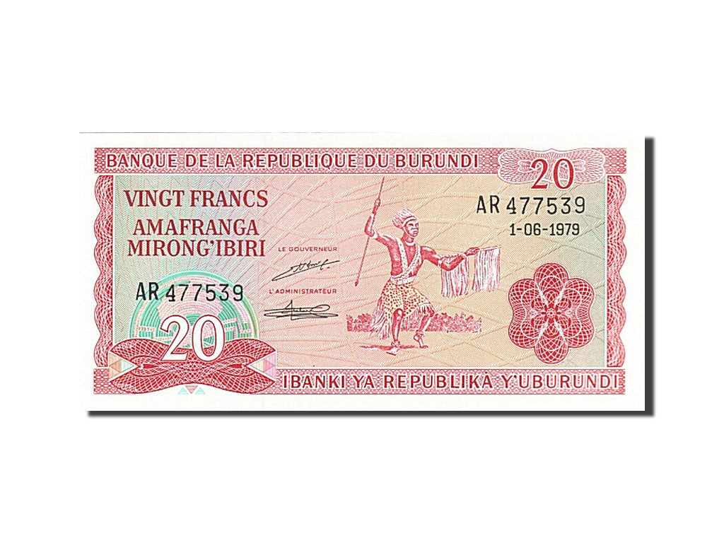 Banknote, Burundi, 20 Francs, 1979, 1979-06-01, UNC(65-70)
