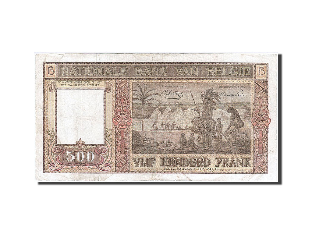 Banconote, Belgio, 500 Francs, 1944, MB+