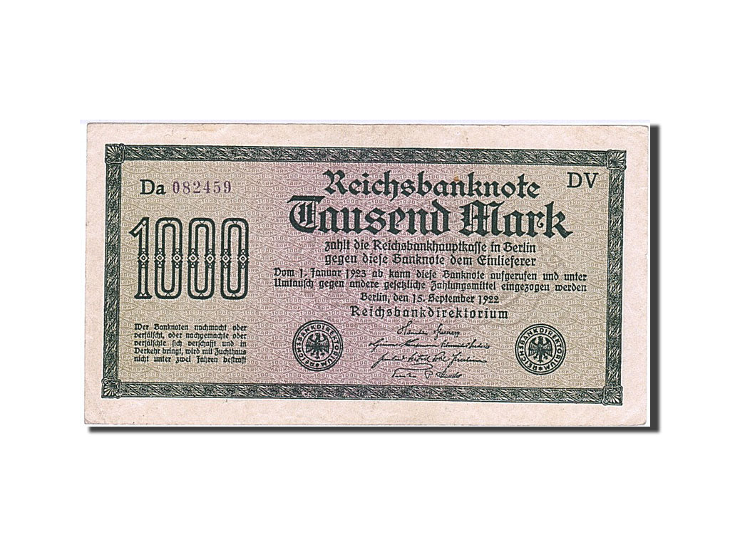 Banknote, Germany, 1000 Mark, 1922, 1922-09-15, AU(55-58)