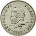 Moneta, Polinezja Francuska, 10 Francs, 1967, MS(65-70), Nikiel, Lecompte:67