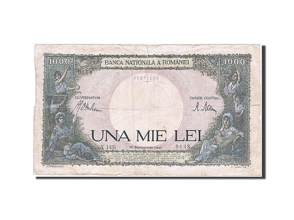 Romania, 1000 Lei, 1941, KM #52a, 1941-09-10, F(12-15), X.1435
