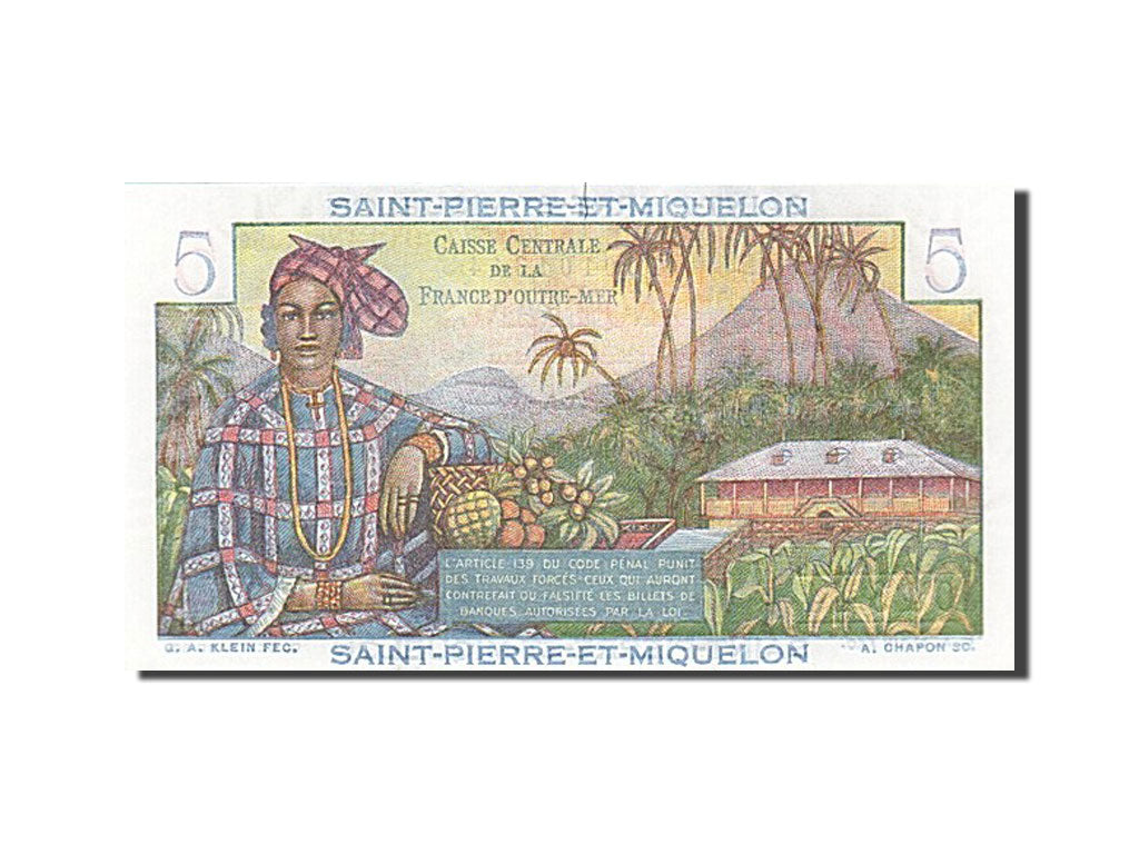 Saint Pierre and Miquelon, 5 Francs, 1950, KM #22, UNC(65-70), B.81