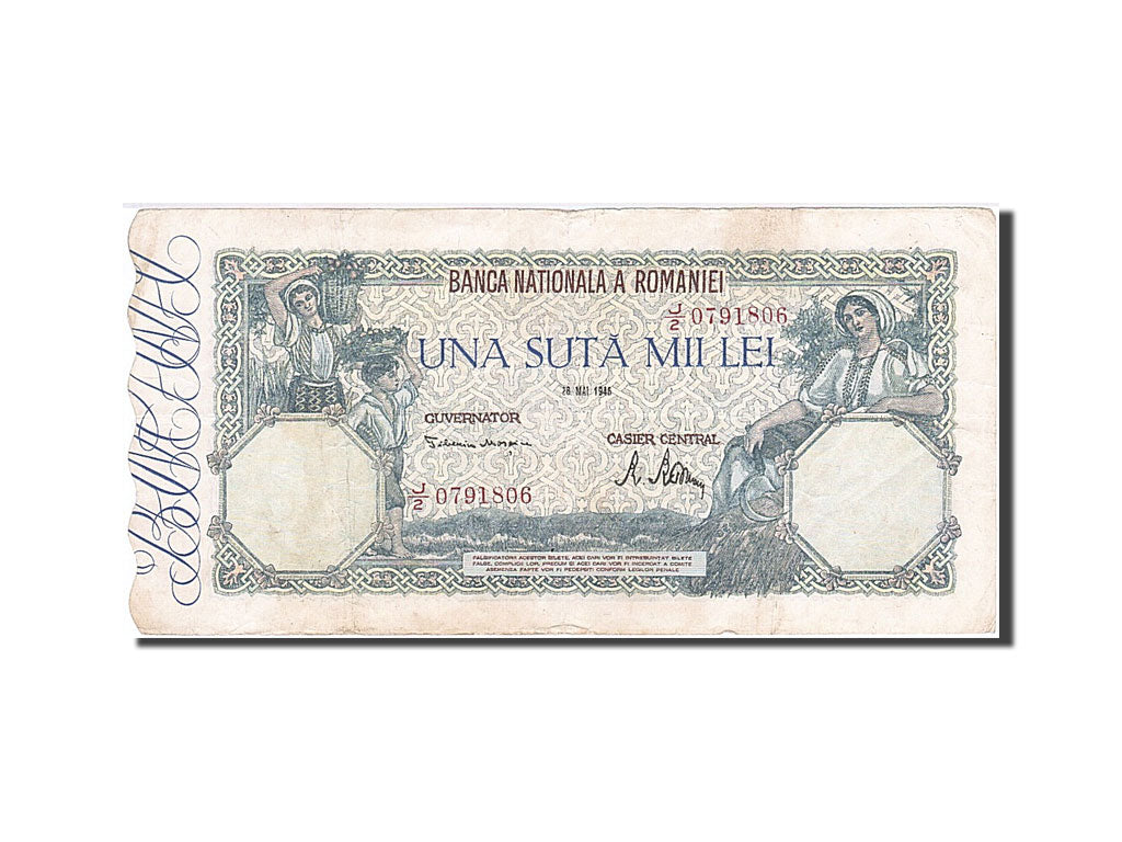 Romania, 100,000 Lei, 1945, KM #58a, 1945-05-28, EF(40-45), J/2 0791806