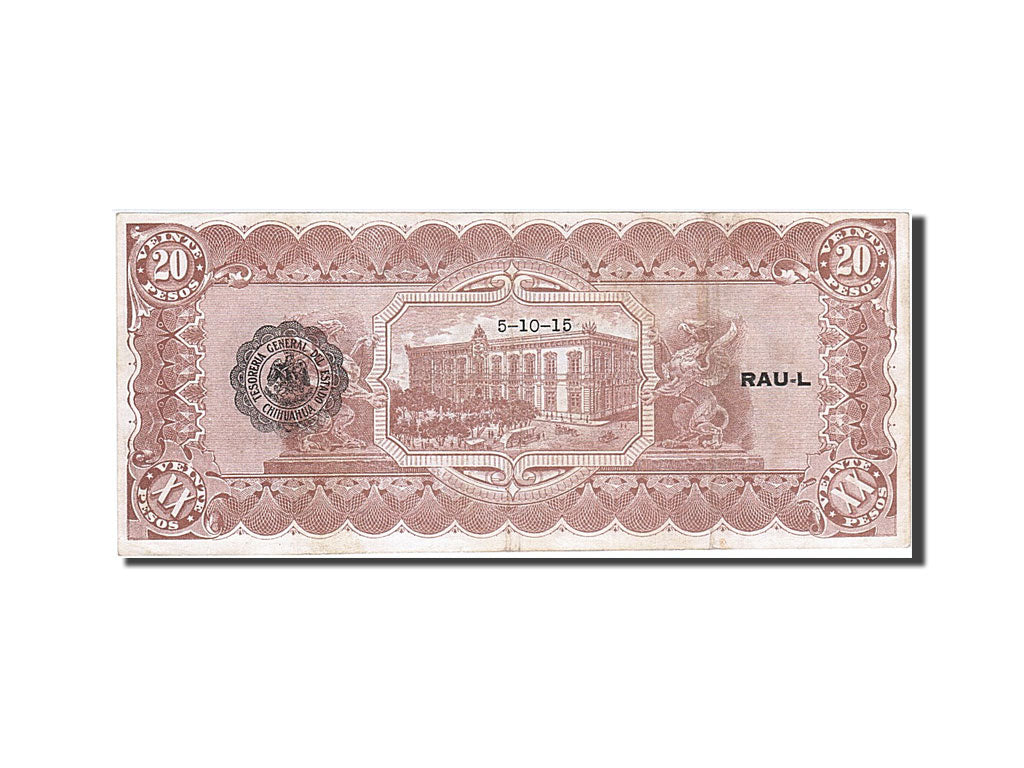 Banknote, Mexico - Revolutionary, 20 Pesos, 1915, 1915-10-05, EF(40-45)