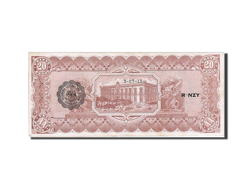 Mexico - Revolutionary, 20 Pesos, 1915, KM #S537b, 1915-03-27, AU(55-58),...
