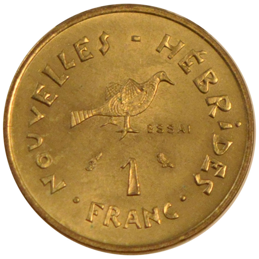 New Hebrides, 1 Franc, 1970, MS(65-70), Bronze-Aluminium-Nickel, Lecompte #1,...