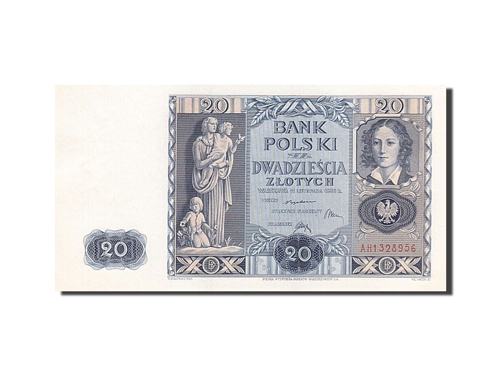 Poland, 20 Zlotych, 1940, KM #95, 1940-03-01, UNC(63), AH 1328956