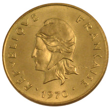 Moneda, Nuevas Hébridas, 5 Francs, 1970, Paris, FDC, Bronce - aluminio -