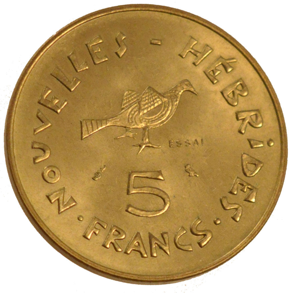 Coin, New Hebrides, 5 Francs, 1970, Paris, MS(65-70), Bronze-Aluminium-Nickel