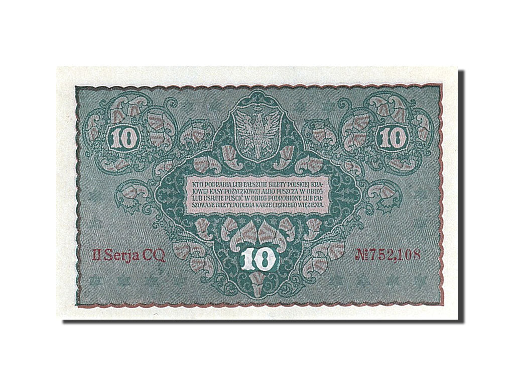 Poland, 10 Marek, 1919, KM #25, 1919-08-23, UNC(65-70), CQ 752108