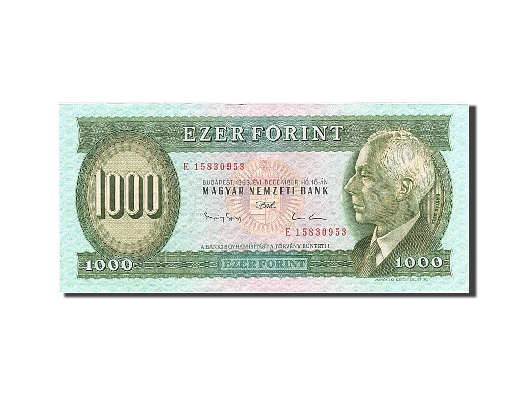 Hungary, 1000 Forint, 1993, KM #176b, 1993-12-16, AU(50-53), E 15830953