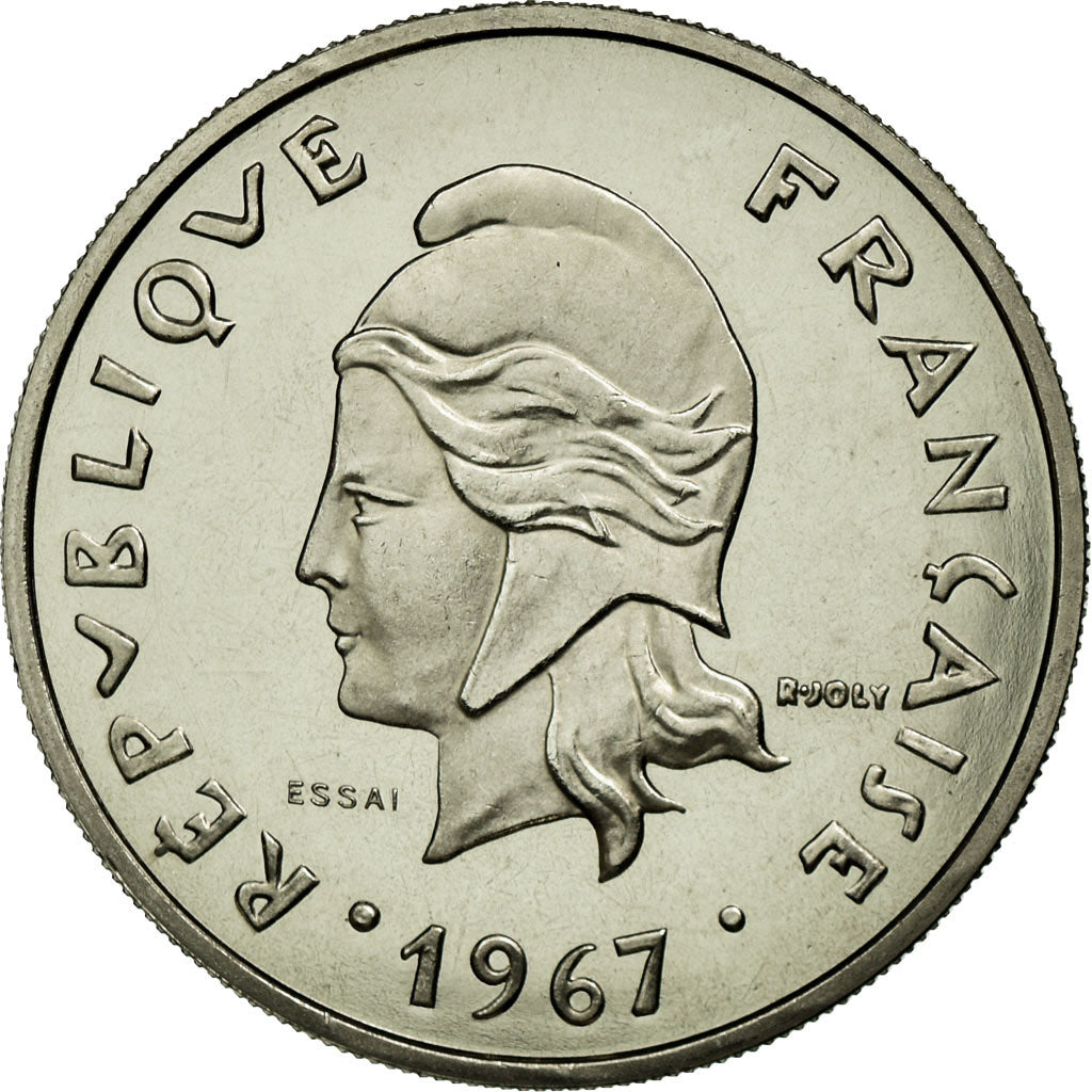 Coin, New Hebrides, 20 Francs, 1967, Paris, MS(65-70), Nickel, Lecompte:41