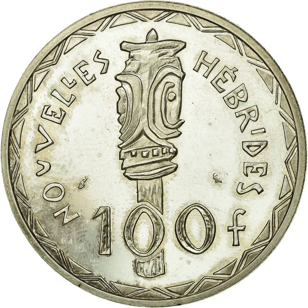 Coin, New Hebrides, 100 Francs, 1966, Paris, MS(60-62), Silver, Lecompte:58