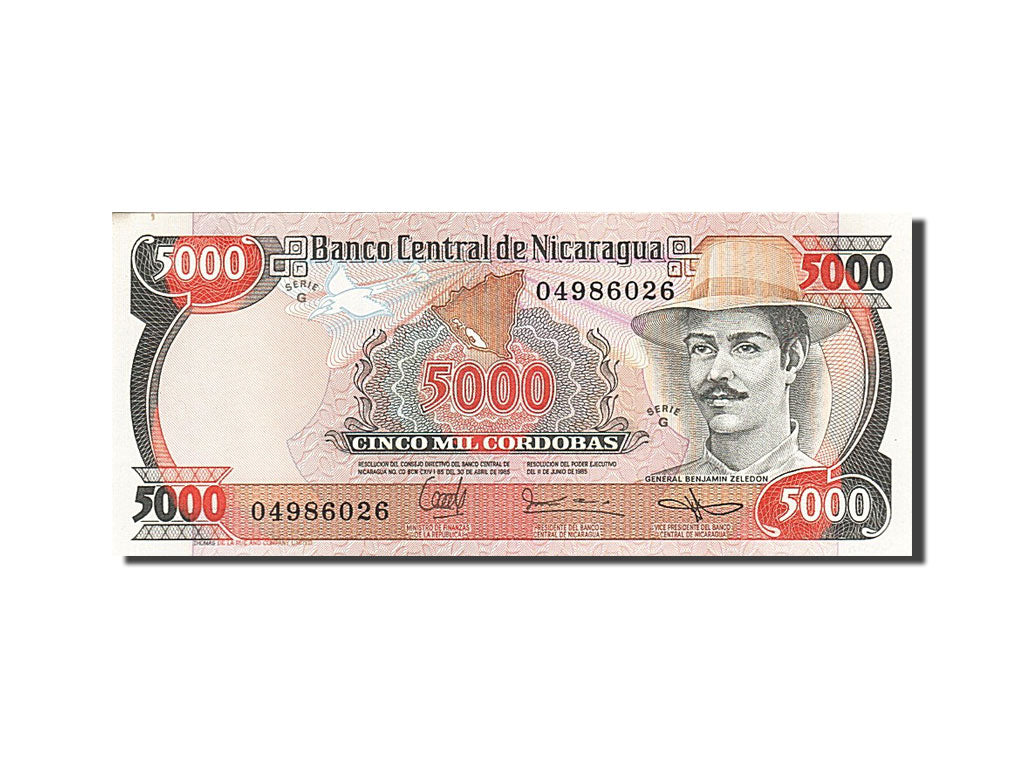 Banknote, Nicaragua, 5000 Cordobas, 1987, UNC(60-62)