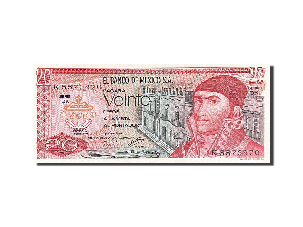 Geldschein, Mexiko, 20 Pesos, 1977, 1977-07-08, UNZ-