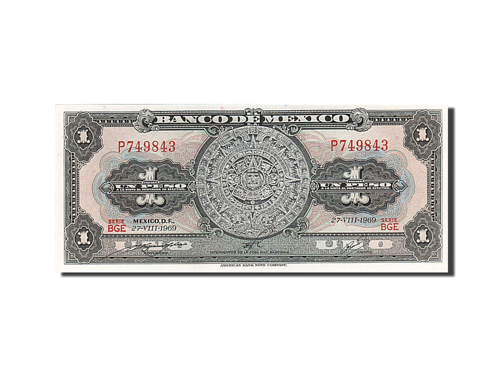 Banknote, Mexico, 1 Peso, 1969, 1969-08-27, UNC(65-70)