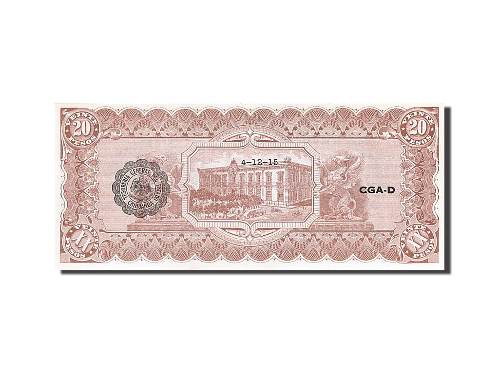 Banknote, Mexico - Revolutionary, 20 Pesos, 1915, 1915-12-04, UNC(65-70)