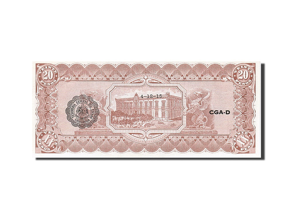 Banknote, Mexico - Revolutionary, 20 Pesos, 1915, 1915-12-04, UNC(65-70)