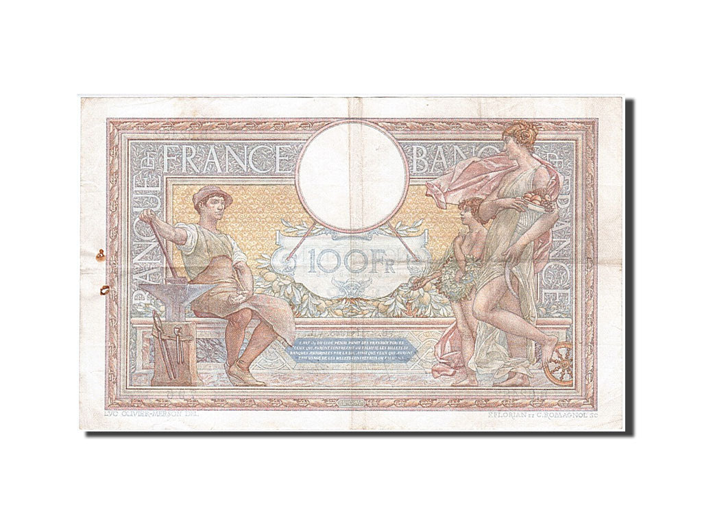 France, 100 Francs, 100 F 1908-1939 ''Luc Olivier Merson'', 1938, KM #86b,...