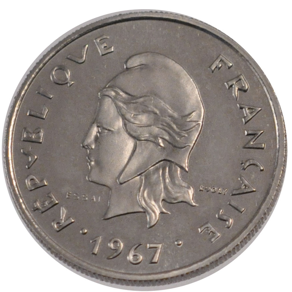 Nuova Caledonia, 10 Francs, 1967, Paris, FDC, Nichel, Lecompte:85