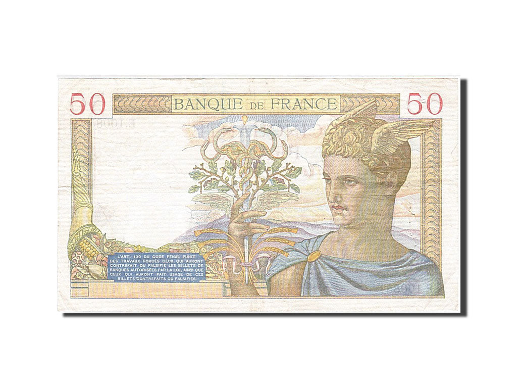 France, 50 Francs, 50 F 1934-1940 ''Cérès'', 1939, KM #85b, 1939-03-30, V...
