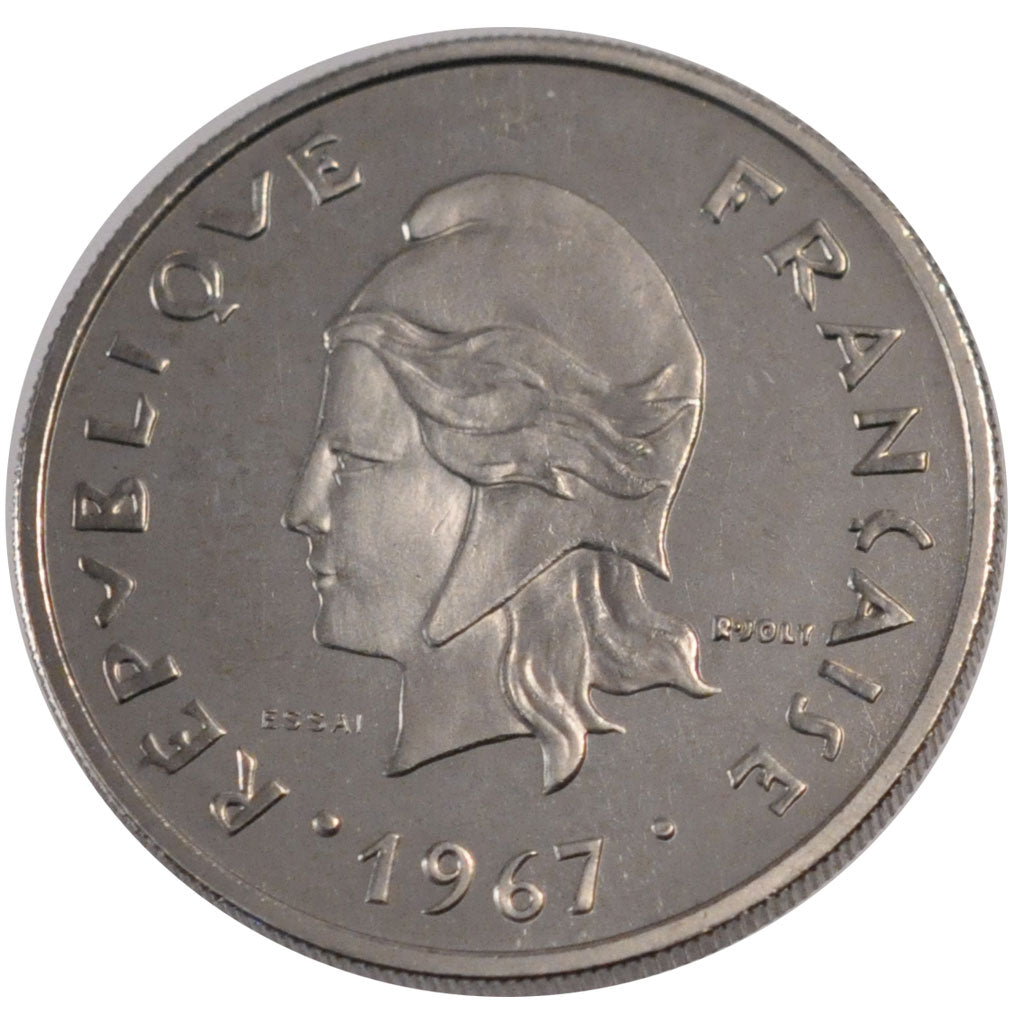 Nuova Caledonia, 20 Francs, 1967, Paris, FDC, Nichel, Lecompte:103
