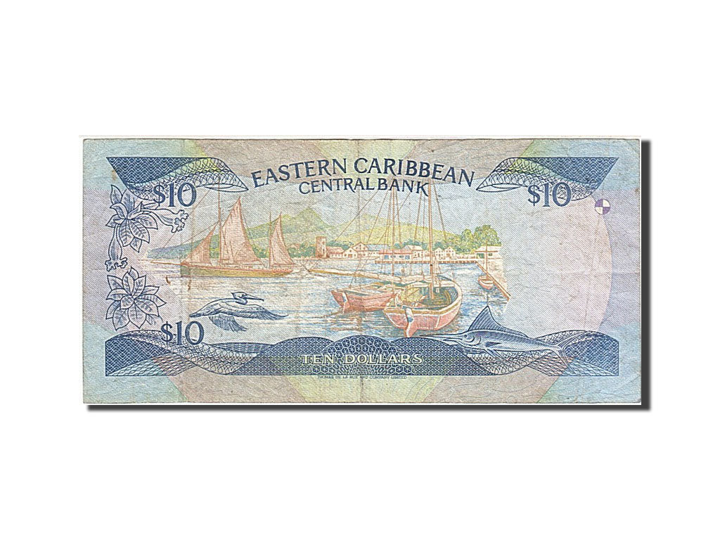 East Caribbean States, 10 Dollars, 1985, KM #23a2, VF(20-25), B 497901 A