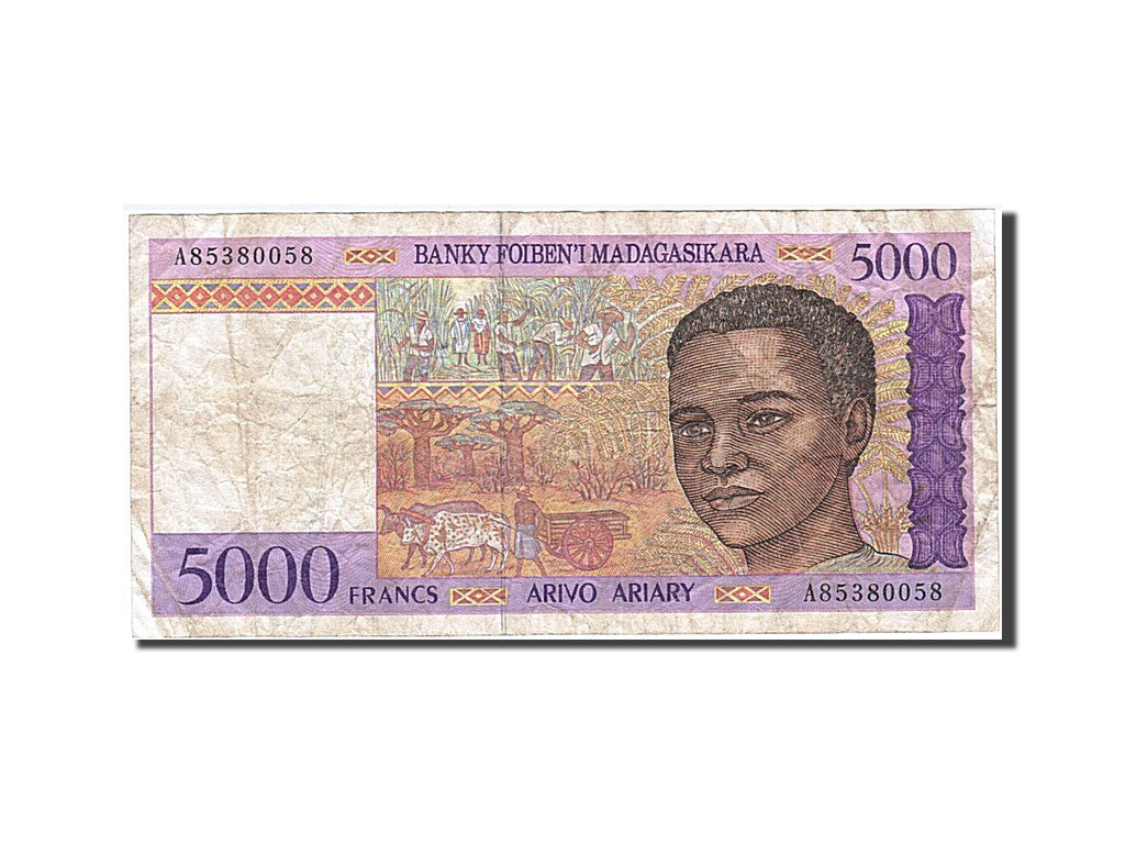 Madagascar, 5000 Francs = 1000 Ariary, 1995, KM #78a, VF(20-25), A85380058