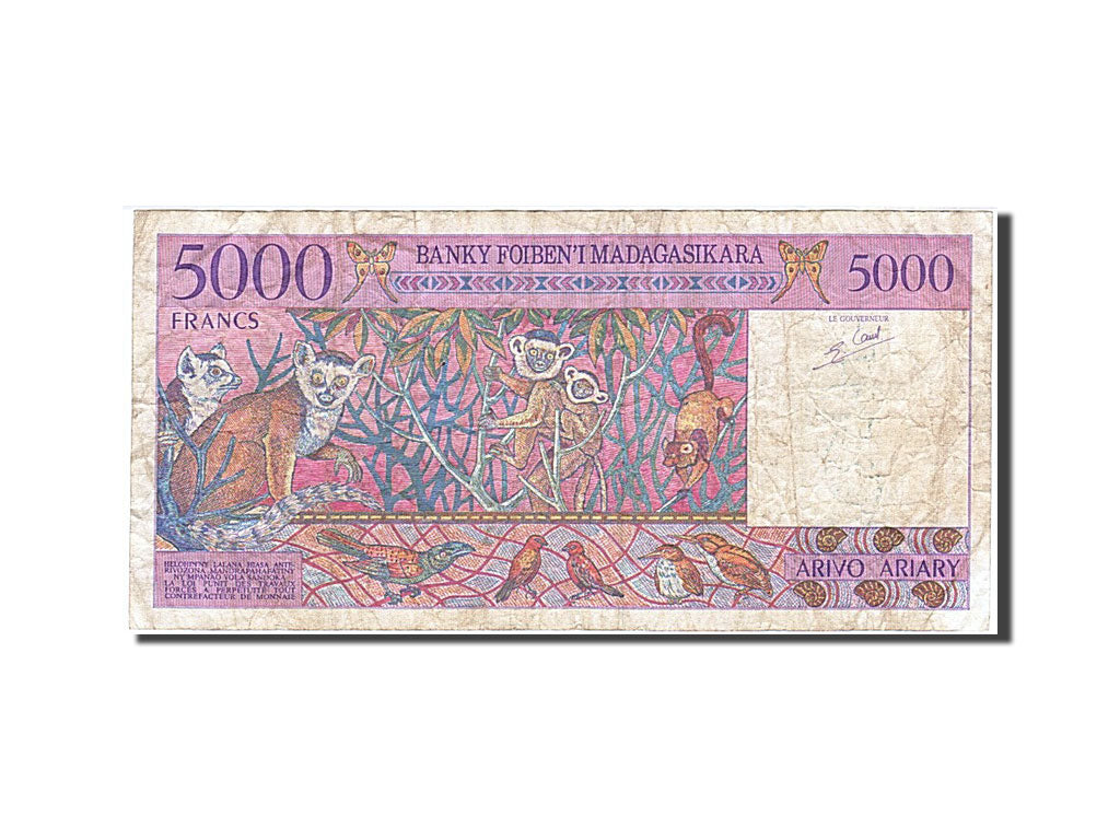 Madagascar, 5000 Francs = 1000 Ariary, 1995, KM #78a, VF(20-25), A85380058
