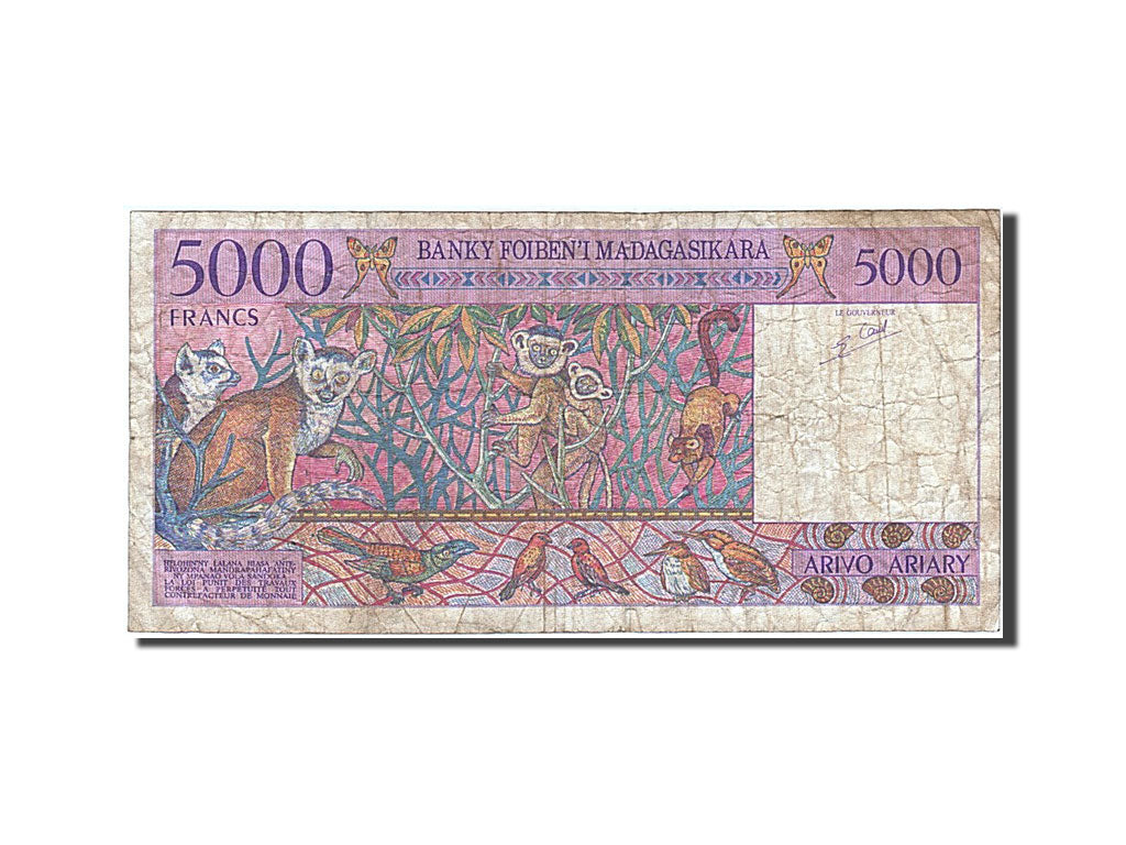 Madagascar, 5000 Francs = 1000 Ariary, 1995, KM #78a, VF(20-25), A 84360087