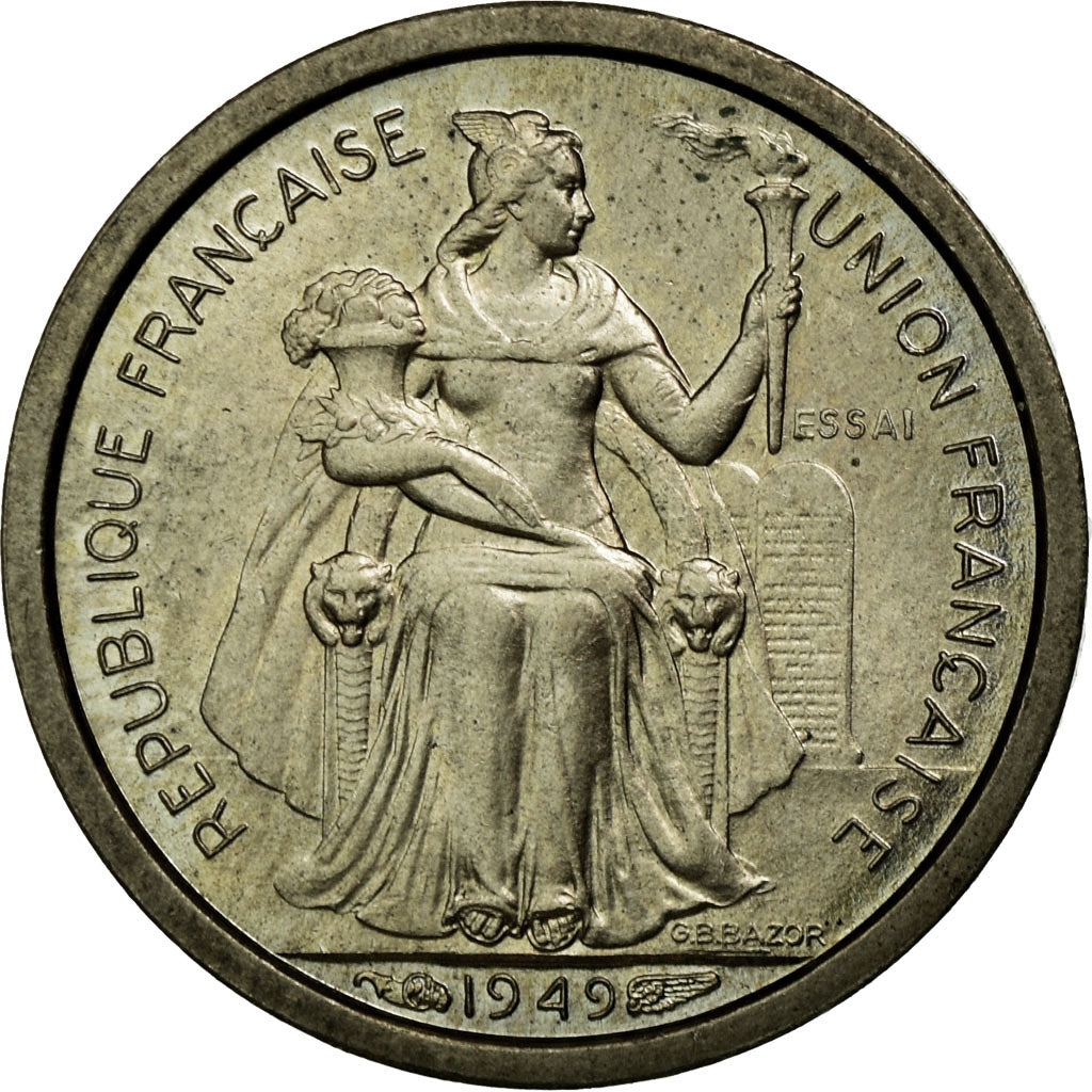 Coin, FRENCH OCEANIA, 50 Centimes, 1949, MS(65-70), Copper-nickel, Lecompte:14
