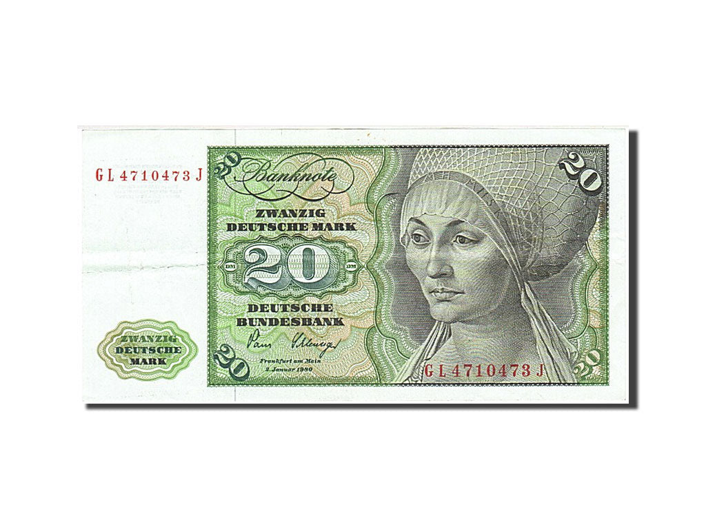Billet, République fédérale allemande, 20 Deutsche Mark, 1980, 1980-01-02