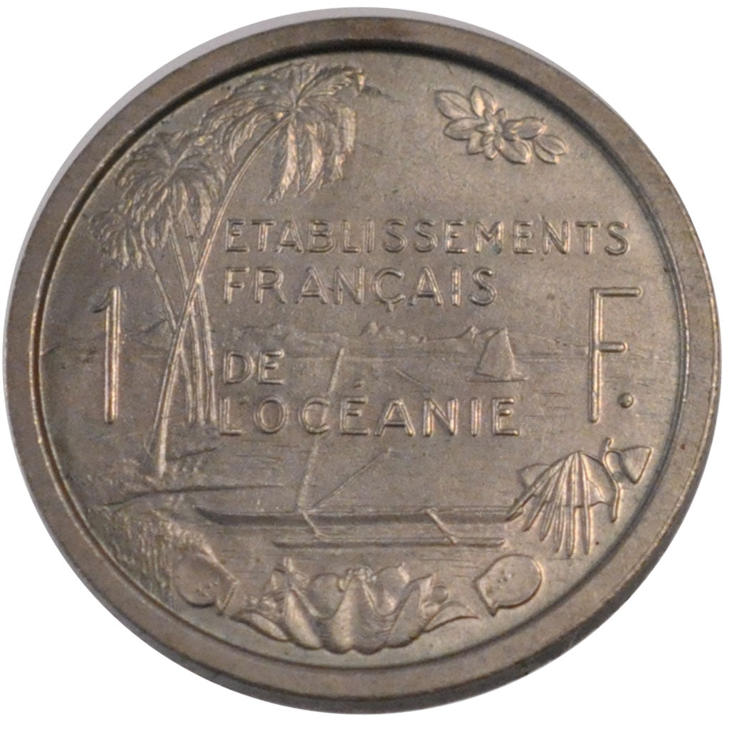 FRENCH OCEANIA, Franc, 1949, KM #E8, MS(65-70), Copper-Nickel, Lecompte #17,...